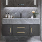 39.3" Modern Wall-Mounted Floating Bathroom Vanity Set,  Vanity with Sintered Stone Countertop, Undermount Sink & Walnut Finish