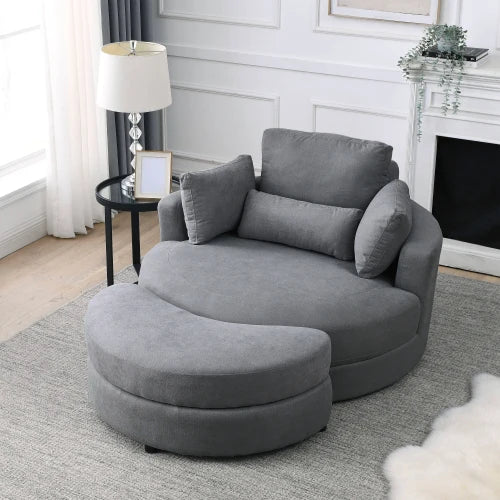 Modern Dark Grey Sofa Lounge Chair with Storage Ottoman
