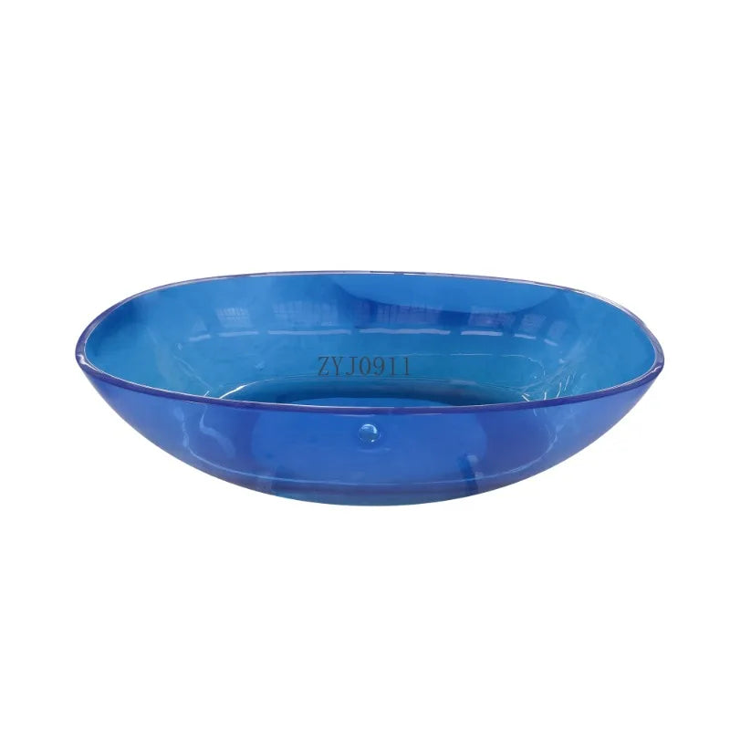 64" Blue Acrylic Freestanding Soaking Bathtub