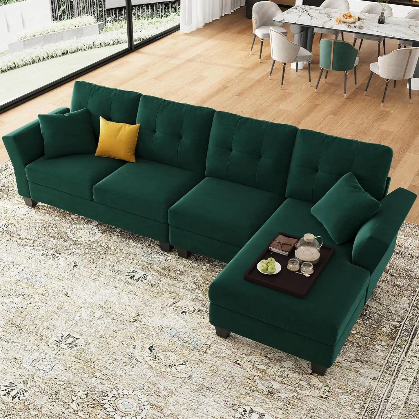 Reversible 4 Seat L Shaped Sofa Sofa with Chaise