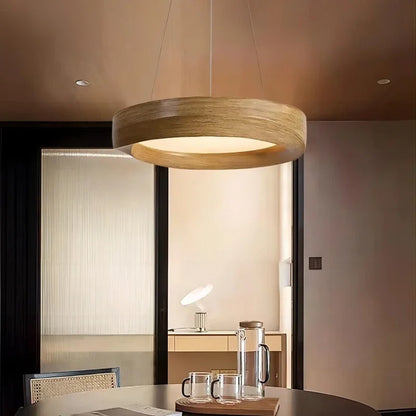 Wabi-sabi Wood Color LED Chandelier Nordic Design Pendant Light