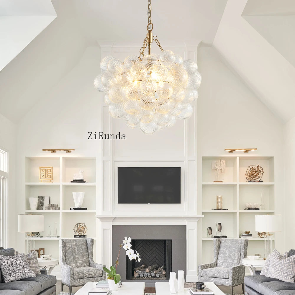 20" Gold Pendant Light Chandelier w/ Threaded Clear Globe Glass