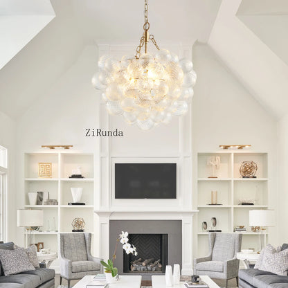 20" Gold Pendant Light Chandelier w/ Threaded Clear Globe Glass