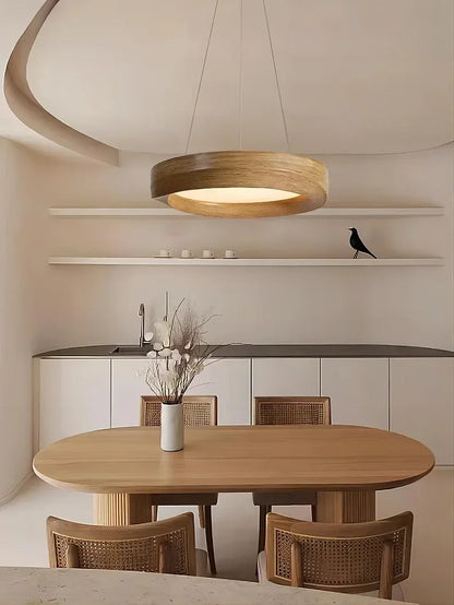 Wabi-sabi Wood Color LED Chandelier Nordic Design Pendant Light