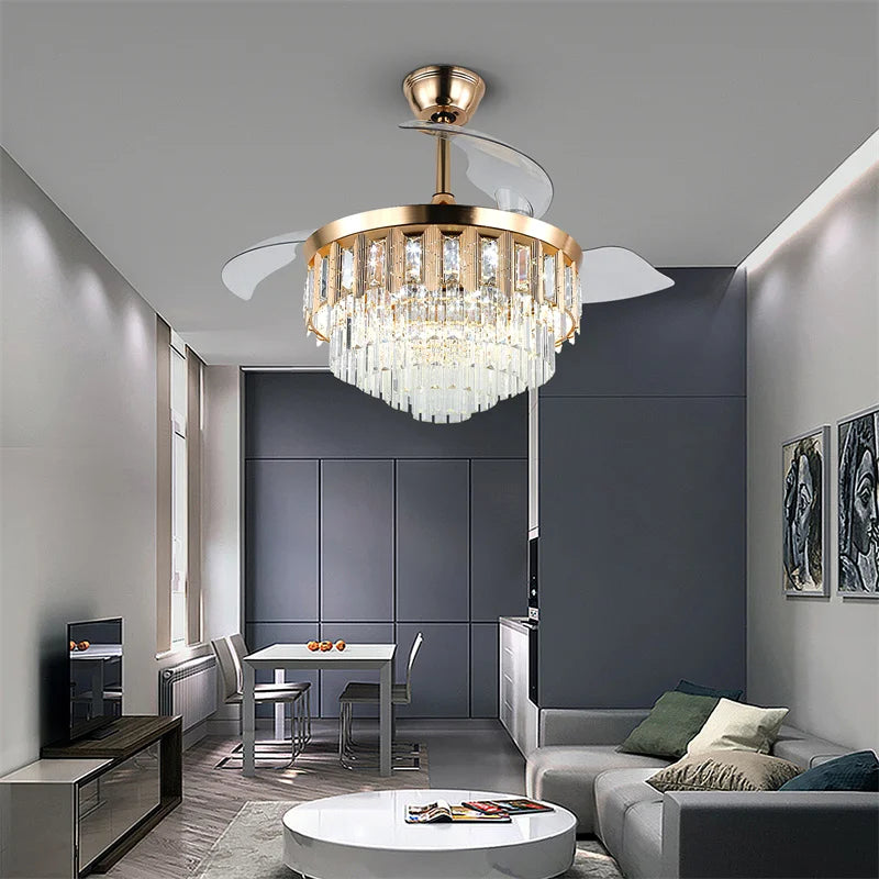Crystal Ceiling Fan With Light