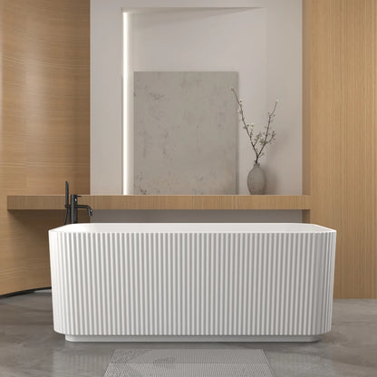 59" Rectangle White Acrylic Freestanding Soaker Tub