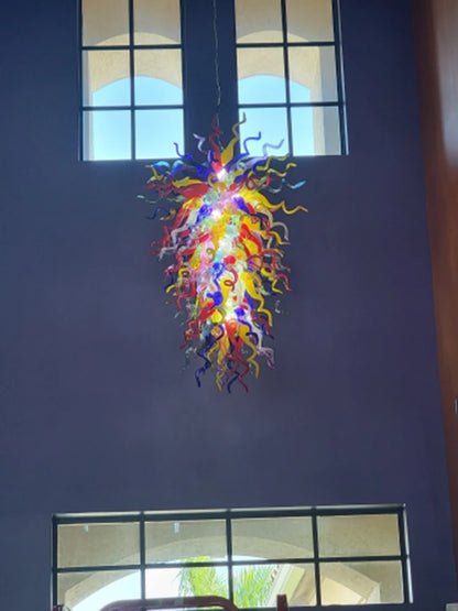 Multi Color  Hand Blown Glass Chandelier