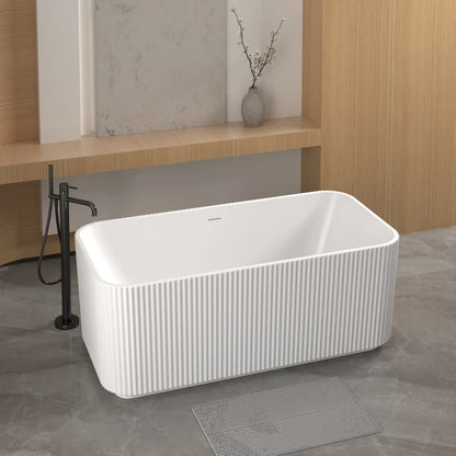 59" Rectangle White Acrylic Freestanding Soaker Tub