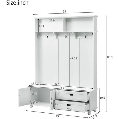 White Hall Tree with Storage