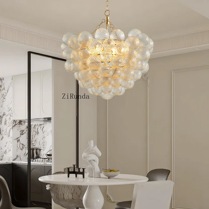 20" Gold Pendant Light Chandelier w/ Threaded Clear Globe Glass