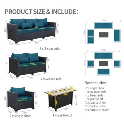 Outdoor Patio Furniture Set With 45In Fire Pit