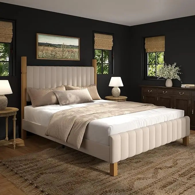 Luxury Wood Posts Bed Frame