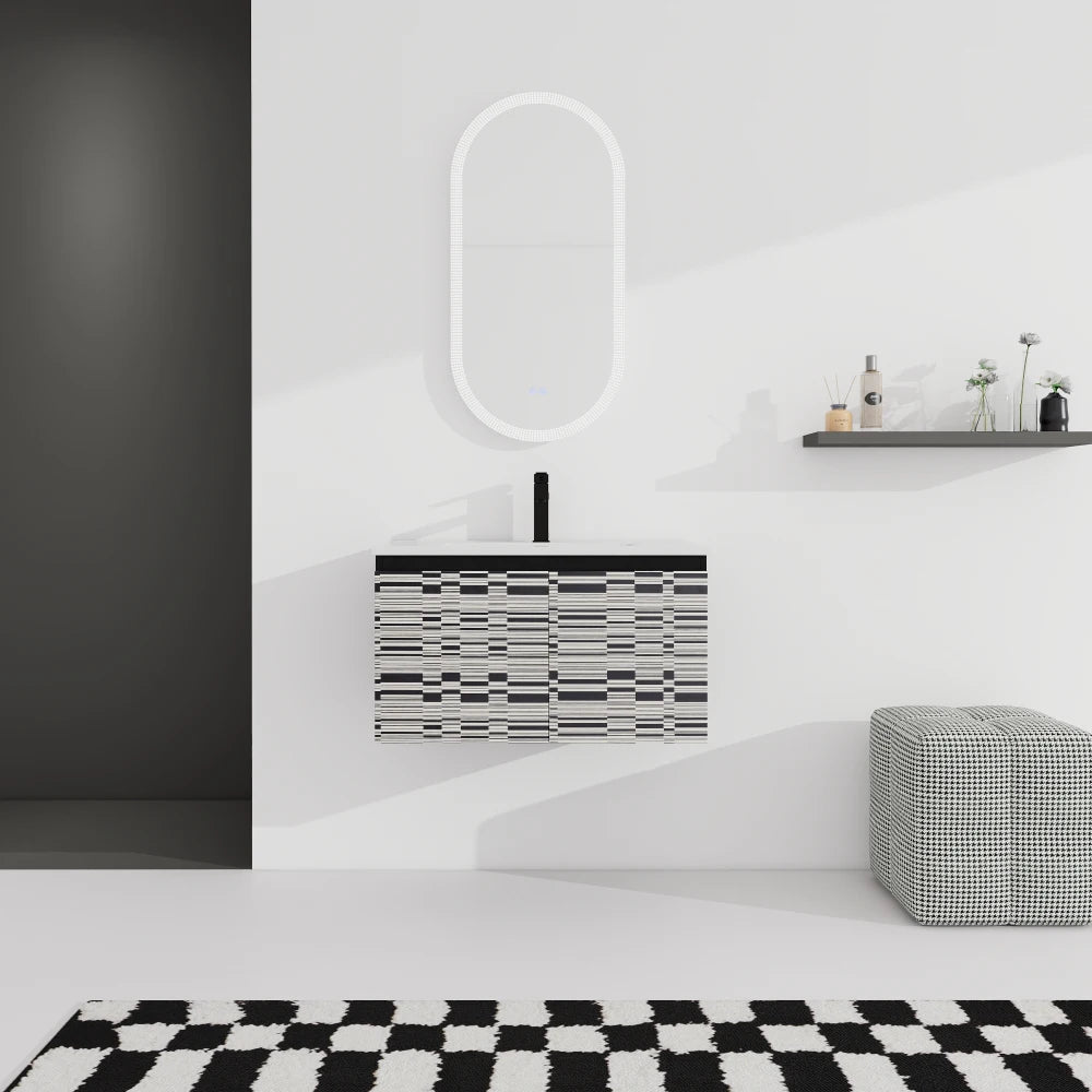 30'' Floating Ceramics Sink w/ Soft-Close Cabinet Door