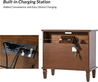 Farmhouse End Table with Charging Station