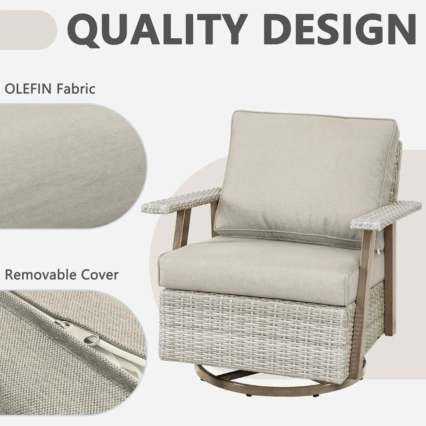 Oversized Swivel Rocking Patio Chairs Set