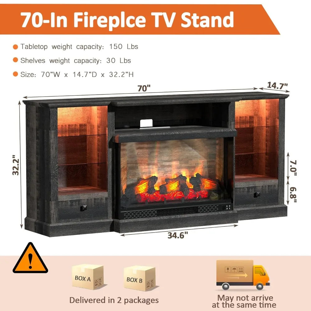 36' Electric Fireplace TV Stand for 80 Inch TV