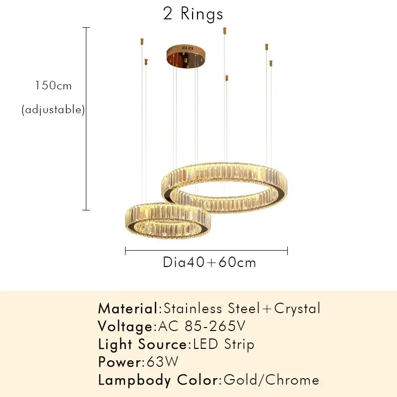 Modern Luxury Crystal Ring Chandelier