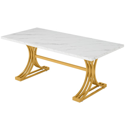 63 " Modern Faux Marble Rectangular Dining Table for 4 to 6