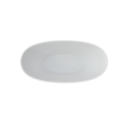 61" Oval Matte Pink Stone Resin Freestanding Bathtub