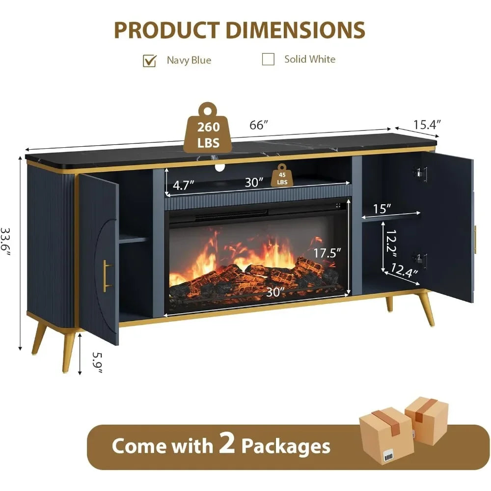 Modern Entertainment Center w/ 30" Electric Fireplace