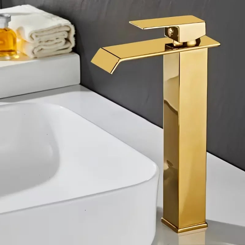 Gold and Black Waterfall Bathroom Faucet
