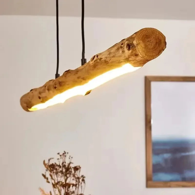 Natural LED Wooden Chandelier Japanese Nordic Minimalist Style