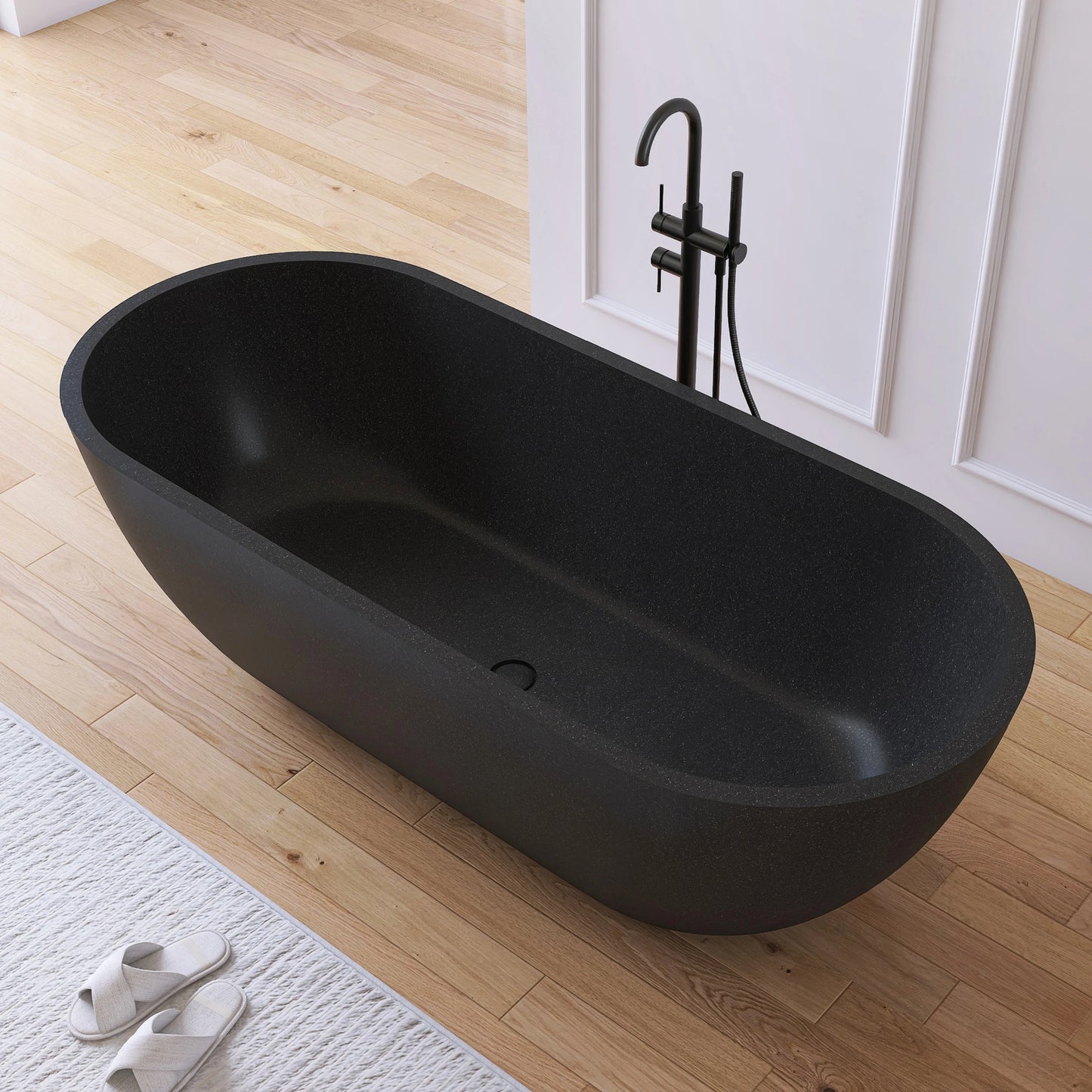 69" Luxury Terrazzo Concrete Freestanding & Shower Bathtub