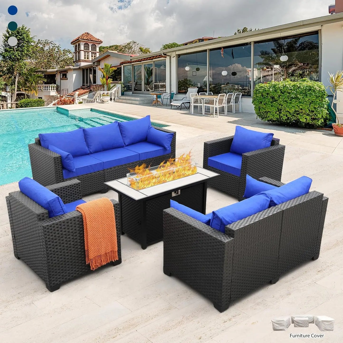 Outdoor Patio Furniture Set With 45In Fire Pit