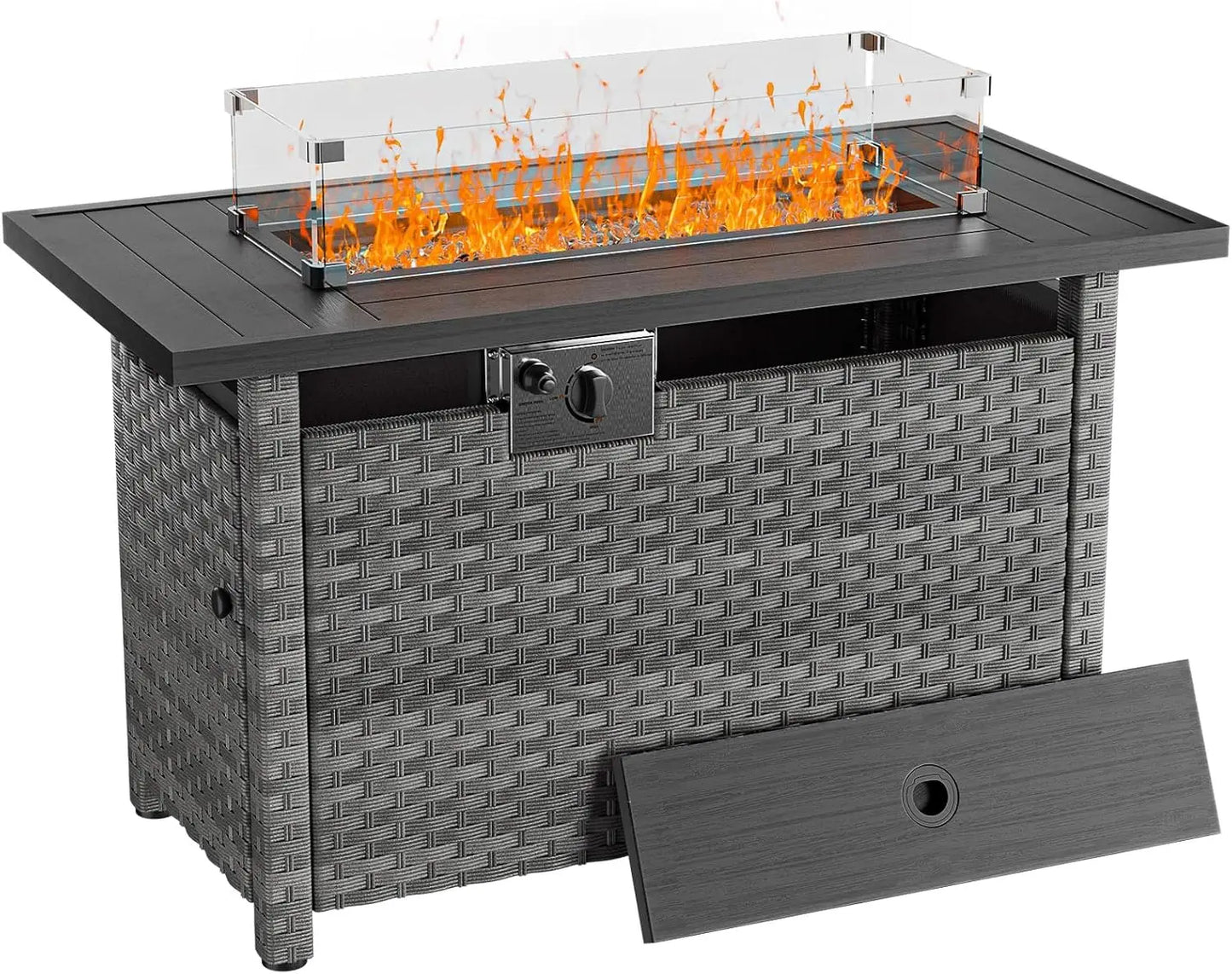 44" Propane Gas Fire Pit Table with Wind Guard