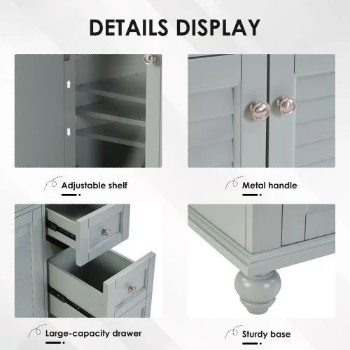 36" Blue Grey Bathroom Vanity with Ceramic Sink