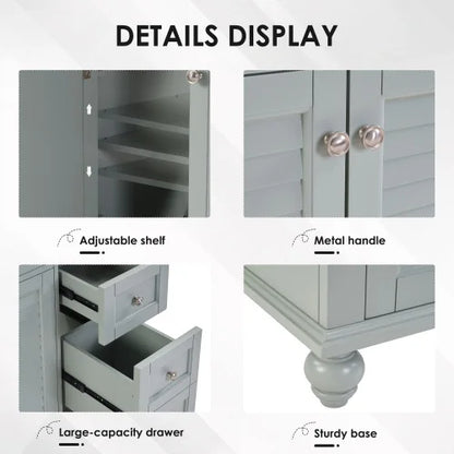 36" Blue Grey Bathroom Vanity with Ceramic Sink