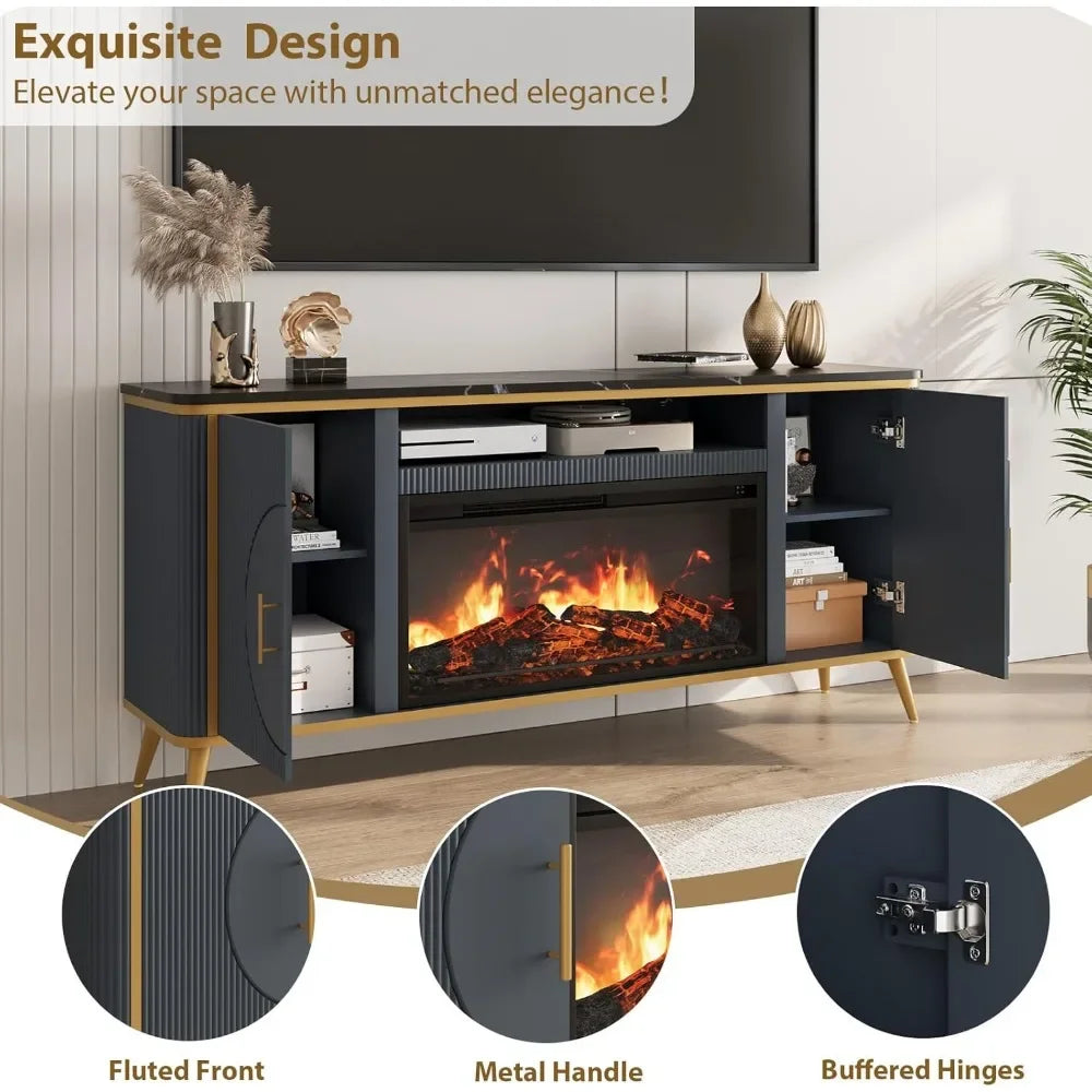 Modern Entertainment Center w/ 30" Electric Fireplace