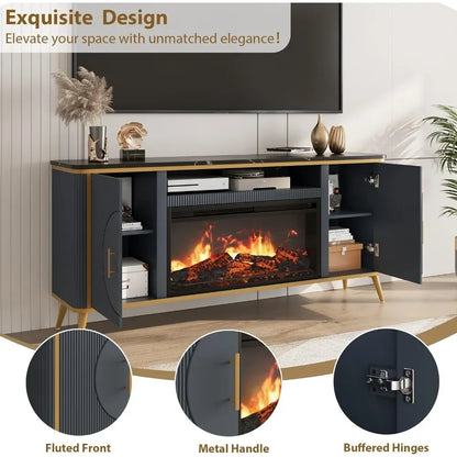 Modern Entertainment Center w/ 30" Electric Fireplace