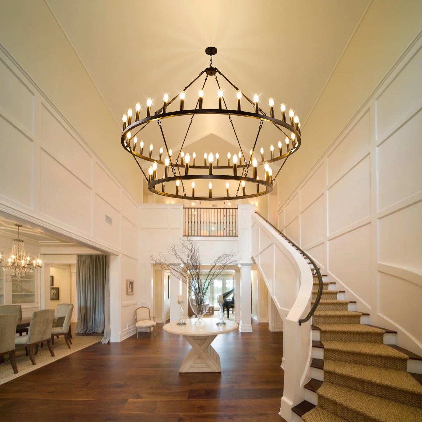 Modern Rustic 2 Tiers Wagon Wheel Chandelier