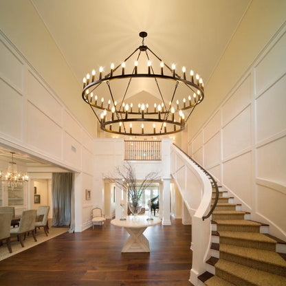 Modern Rustic 2 Tiers Wagon Wheel Chandelier