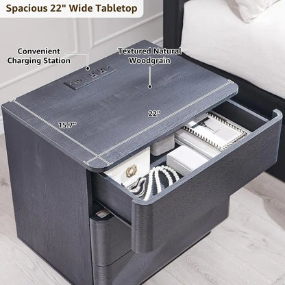 Dual Nightstand Set with Charging Station