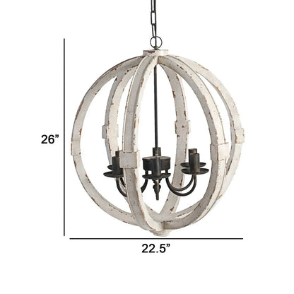 22" 6 Light Candelabra Style Wood Chandelier