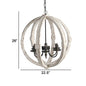22" 6 Light Candelabra Style Wood Chandelier