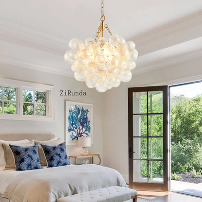 20" Gold Pendant Light Chandelier w/ Threaded Clear Globe Glass