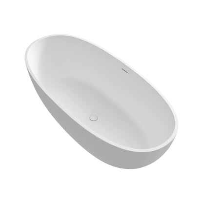 61" Oval Matte Pink Stone Resin Freestanding Bathtub