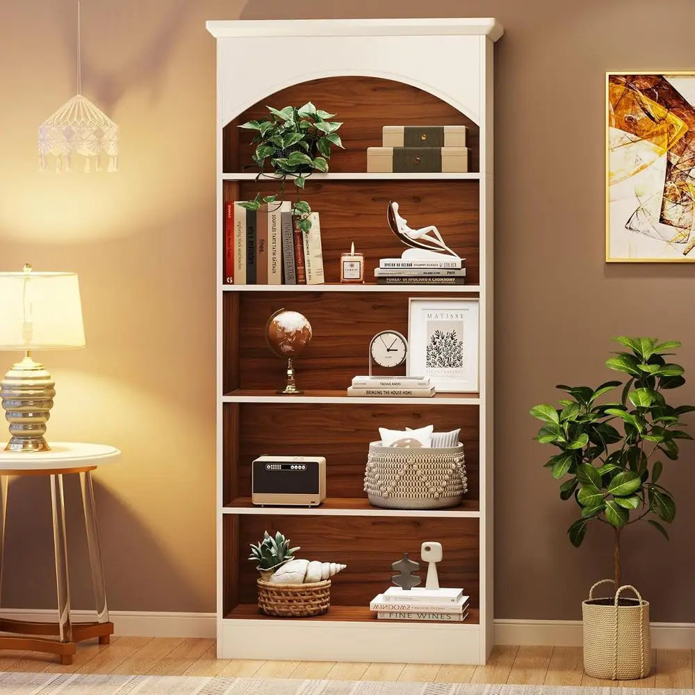 2-Piece Vintage White Oak Bookshelf Set