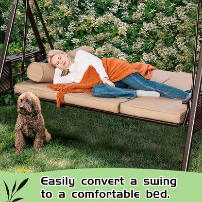 3 Seat Patio Swing with 2 Side Cup Holder