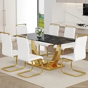 Marble Dining Table Set for 6