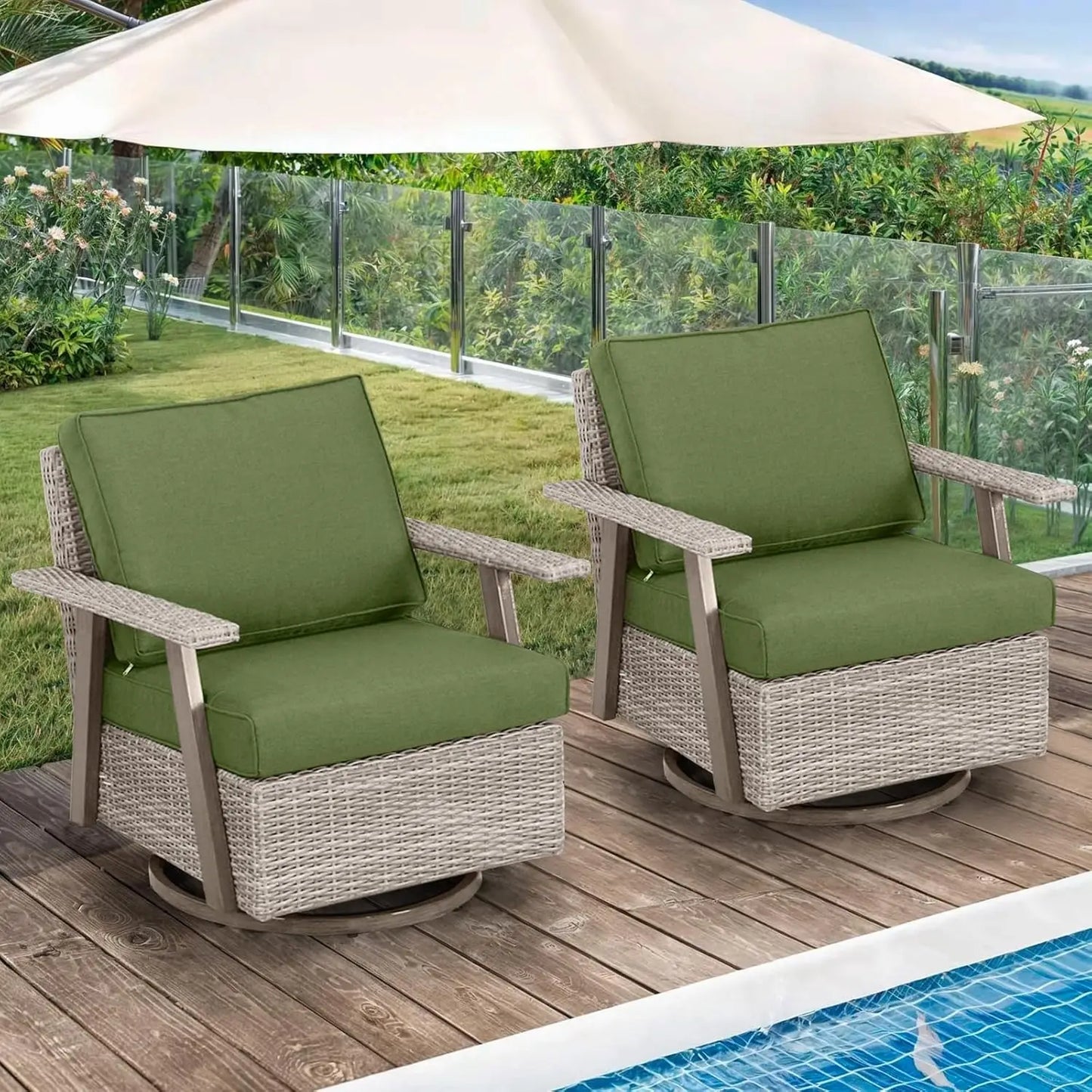 Oversized Swivel Rocking Patio Chairs Set