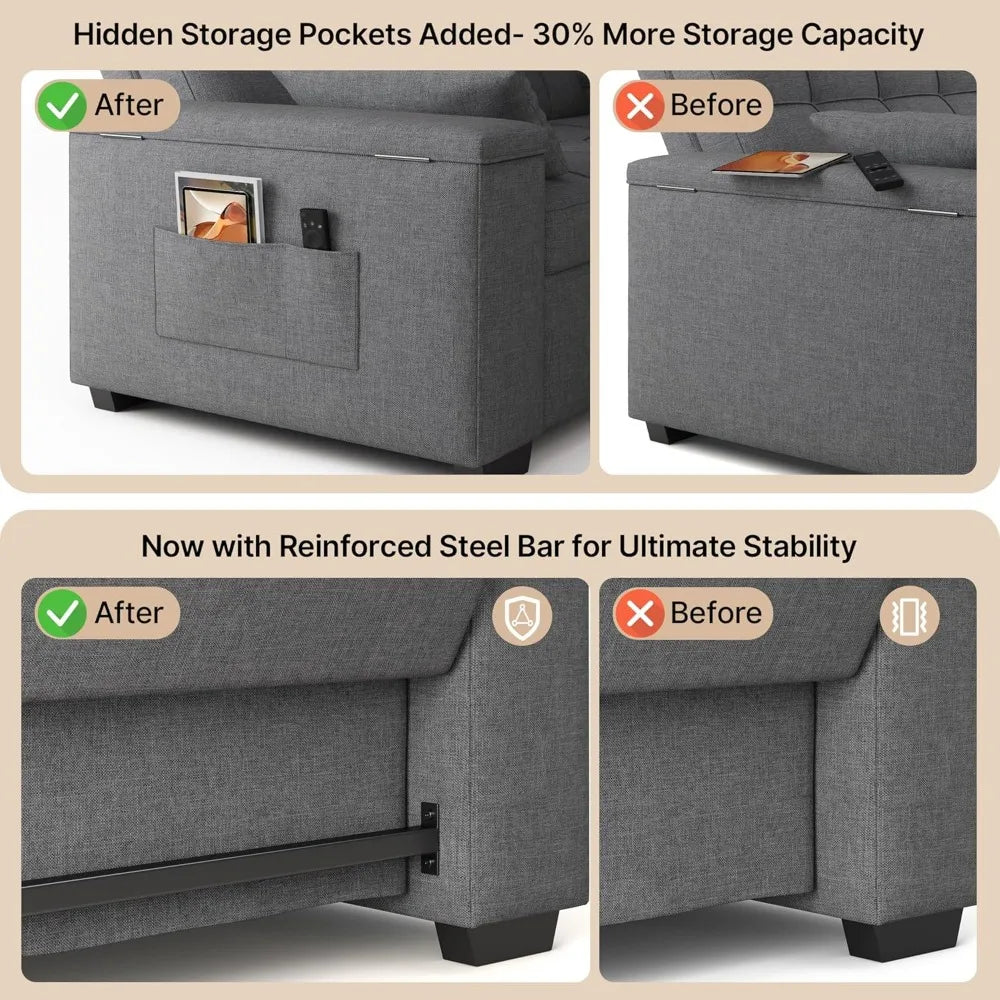 3-in-1 Convertible Sofa Bed Queen Size