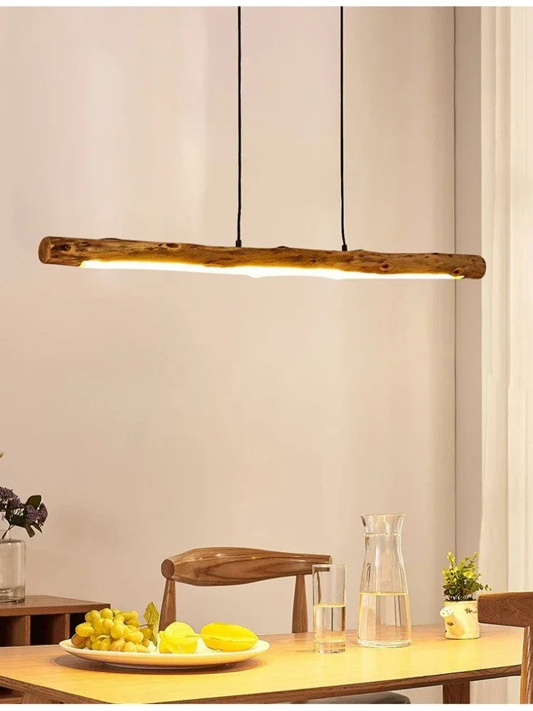 Natural LED Wooden Chandelier Japanese Nordic Minimalist Style