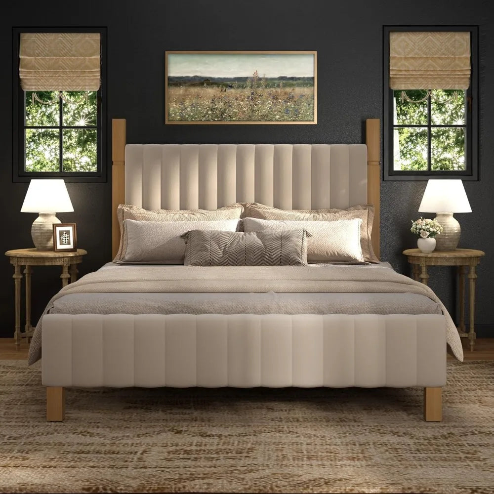 Luxury Wood Posts Bed Frame