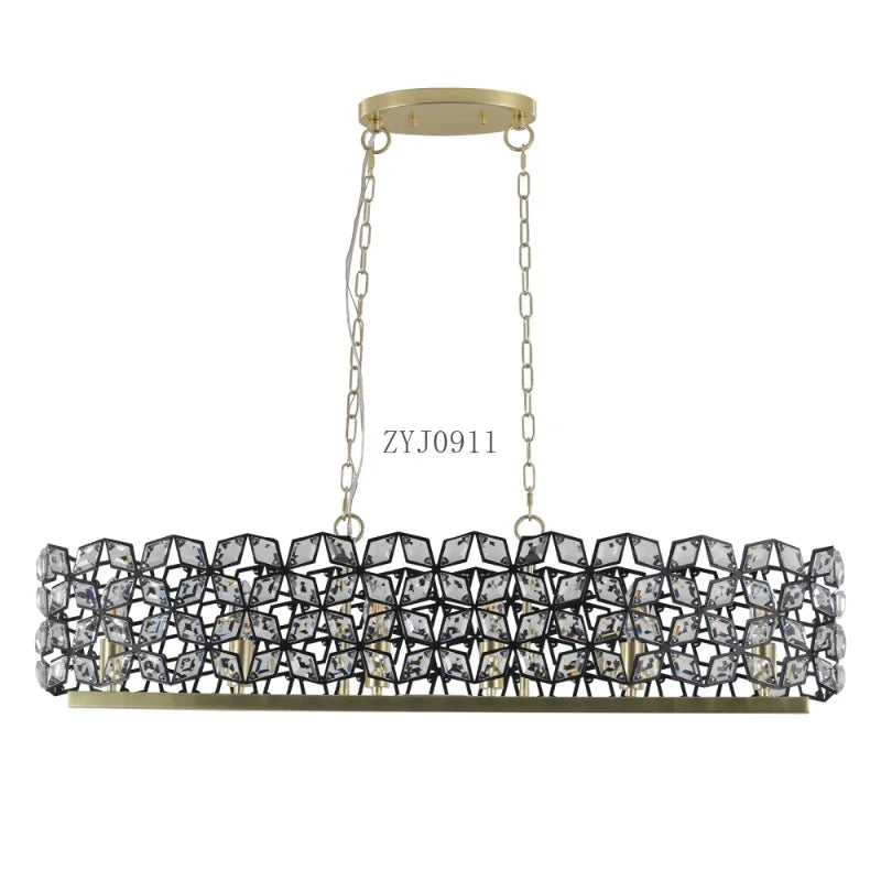 39" Modern Black Gold Crystal Chandelier