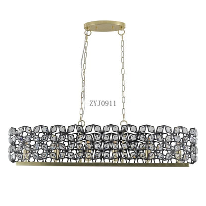39" Modern Black Gold Crystal Chandelier