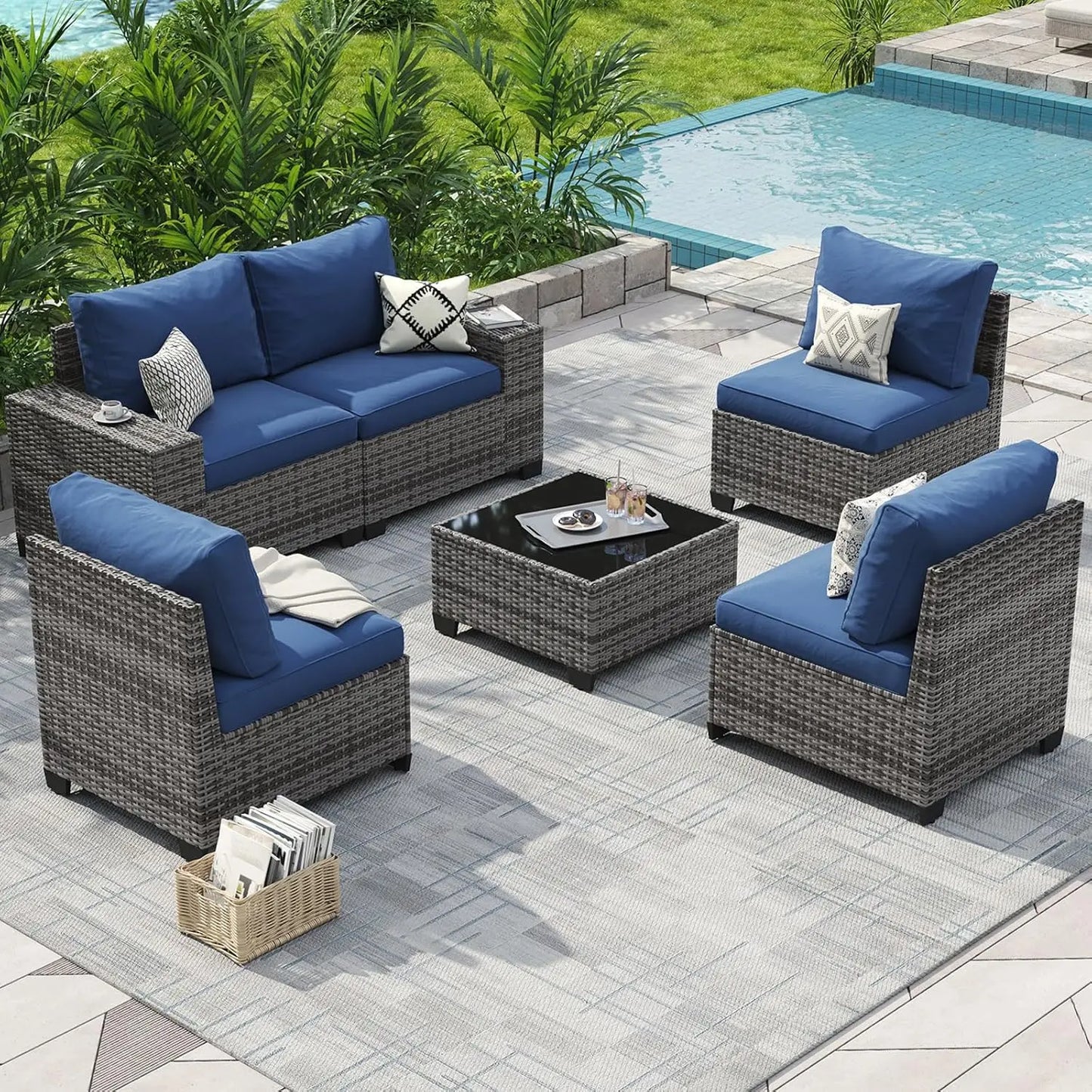 Outdoor Patio Furniture Set with 44'' Fire Pit Table